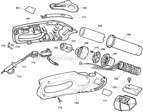 Page A Diagram and Parts List for 9785 Type 1 Black and Decker Heat Gun